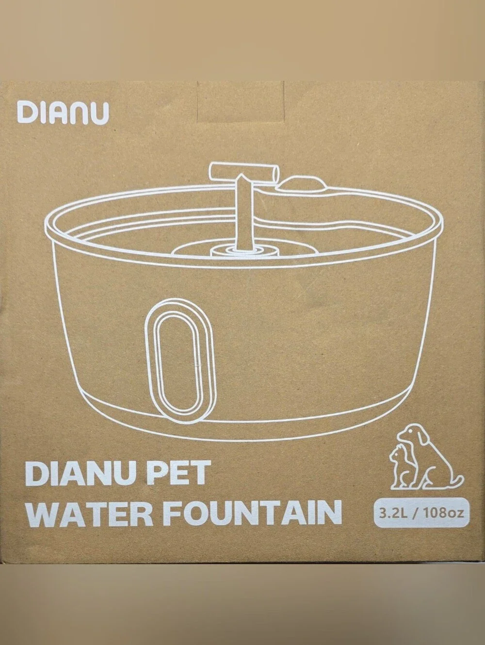 DIANU Stainless Steel Automatic Cat Water Fountain - 3.2L/108oz Pet Fountain